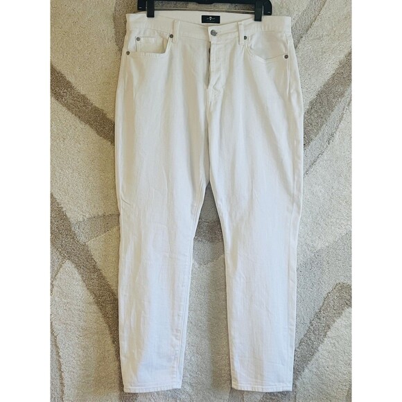 7 For All Mankind Denim - 7 For All Mankind Josefina White Boyfriend Jeans Button Fly Crop 31 EUC Capsule